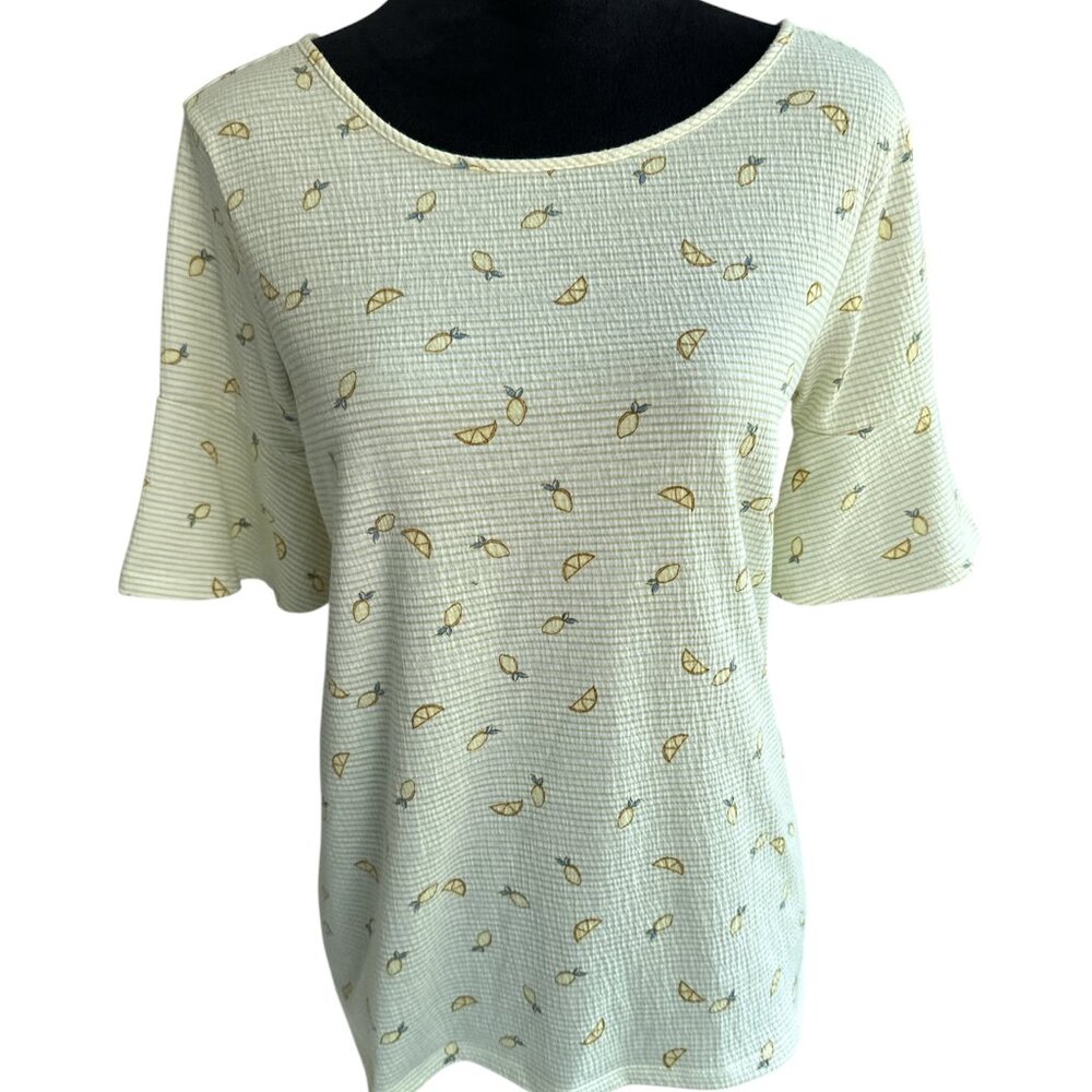 Bundle Only LC LAUREN CONRAD Tie Back Blouse with Lemon Leaf Pattern